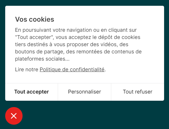 Encart de paramétrage des cookies du site de Solution Industrie